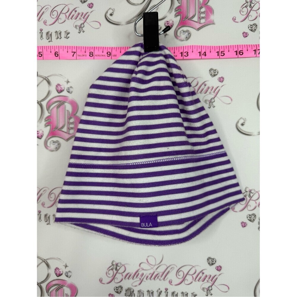 Bula hat beanie purple Striped Beanie Hat - Purple & White
